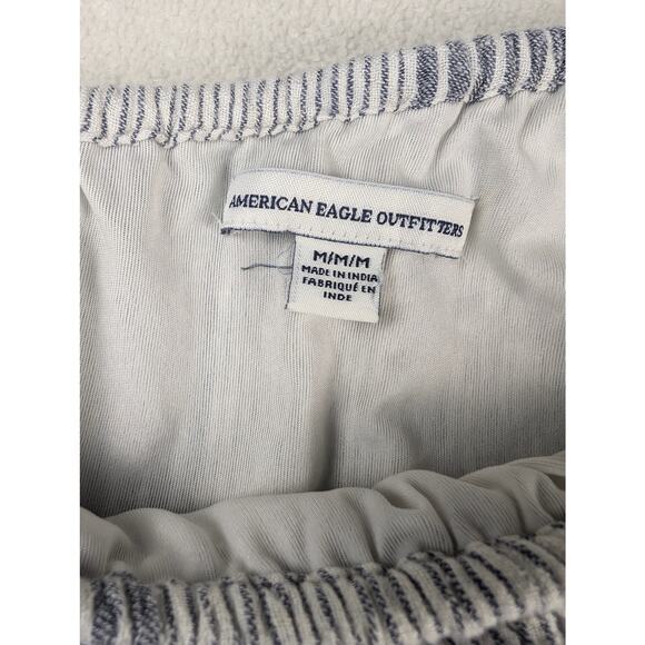 American Eagle Dress One Shoulder Cotton Blue White Stripe Size Med Pull On - Picture 7 of 8